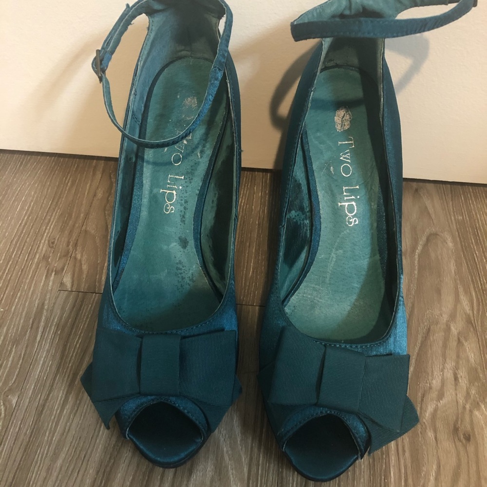 Satin Platform Peep-Toe Heels